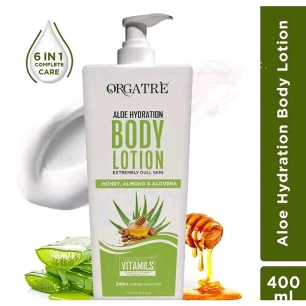 Orgatre Body Lotion 6in1 Aloe Hydration 24 hrs Intense Moisturizer for Dry & Dull Skin (400 ml)