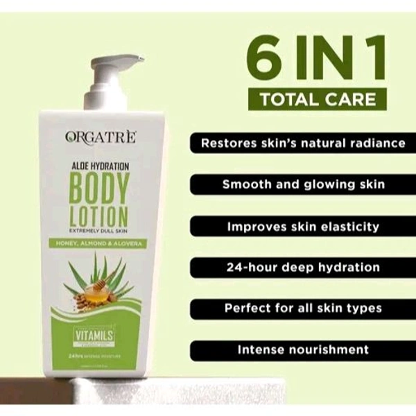 Orgatre Body Lotion 6in1 Aloe Hydration 24 hrs Intense Moisturizer for Dry & Dull Skin (400 ml)