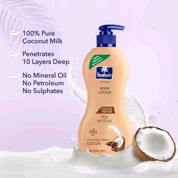Parachute Advansed Cocoa repair Body Lotion with Pure Coconut Milk & Cocoa butter, 100% Natural Moisturiser, 250ml