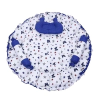 LOREM Pink 3 Pillow with Mosquito Protection Net & Round Shape Cotton Baby Bed for 0-1 Year BB21