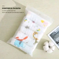 Frazix Muslin Cotton 6 Layer Printing Newborn Baby Boys Girls Face Towel Bibs Feeding Bath Towels for Kids(Size-10X10-Pack-5)