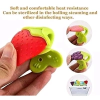 Baby Fruit Shape Silicone Teethers Soft Stick Chews Nibbler for Baby Dental Care BPA-Free for Infants Baby (Pack of 3) Teether Teether (Multicolor)