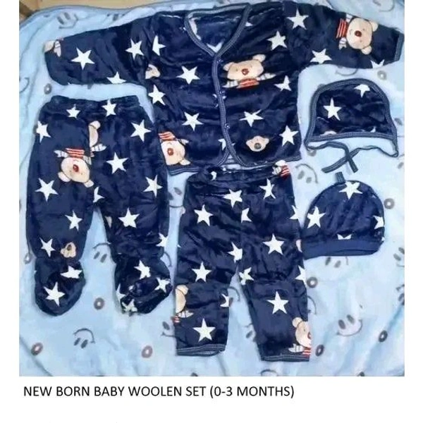 new born winter wear ( 0-6 months only) complete clothes set of 5 pcs | 1 pcs baby bib| 2 pcs baby pajama | 1 pcs top | 1 pcs baby cap - 3-6 Month