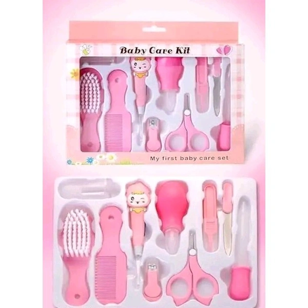 Portable Manicure Grooming Kit For New Born Baby | 10 In 1 Healthcare Accessories Set To Keep Infants & Toddlers Clean Perfect Nursery Gift With Nail, Hair, Ear Grooming Tools For Kids (Pink)