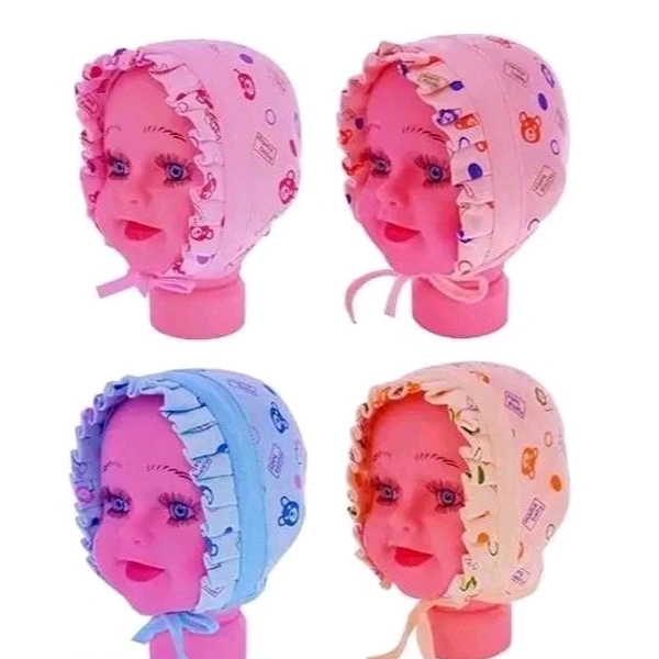 Born Baby Boy and Baby Girl soft Hosiery Cotton Caps Gift Set for New Born, Infant, toddler Boy's & Girl's Kids Cap Set Pack of 4 (Random Print)