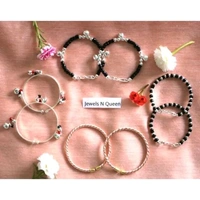 Nazar kada Bangles Bangle set Nazariya Moon for New born baby boy girl kid child jewellery with Black Beads - 3-6 Month