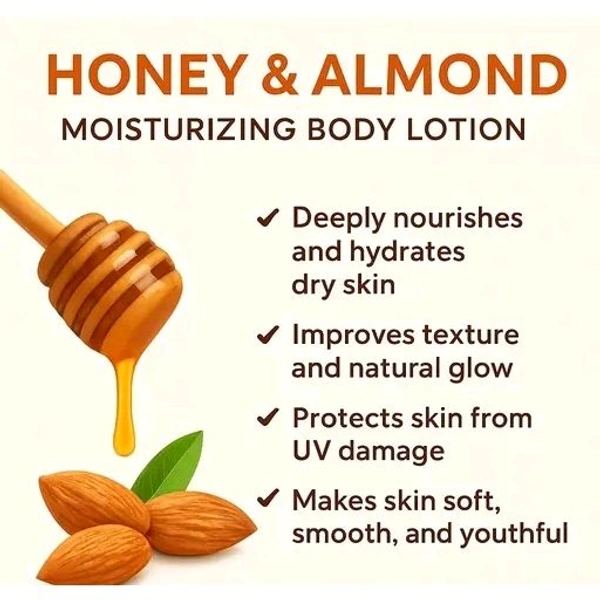 Honey & Almond Moisturizing Body Lotion – 500 ml | Deep Hydration with Wheatgerm Oil & Natural Sunscreen