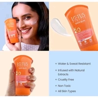 Lotus Herbals Safe Sun Sunscreen Cream - Breezy Berry SPF 20 PA+, Sweat & Waterproof, Berry extract, 50g