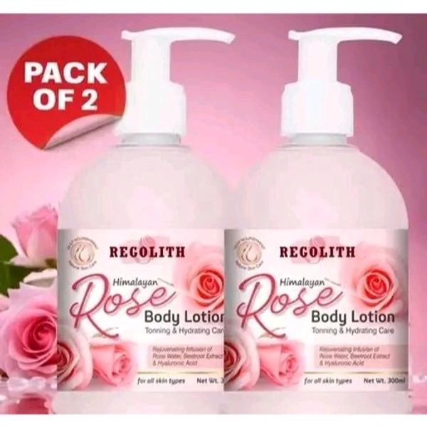 Regolith Rose Body Lotion Whitening Body Lotion ,Smooth & Glowing Skin , Long-Lasting Moisturization All Skin Type Body Lotion 300ml pack of 2