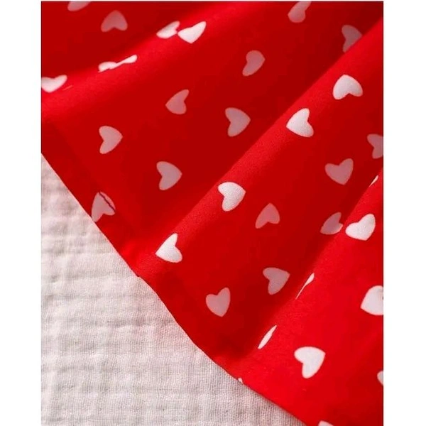 baby heart print guipure lace trim cami dress with bag | red with white hearts, A-line silhouette, lace, bows, A-line, one-piece, A-line dress, adjustable straps, button placket, buttons, sleeveless, square, above knee, Girls, partywear, cotton, summer, purse, shoes - Red, 3-4 Year