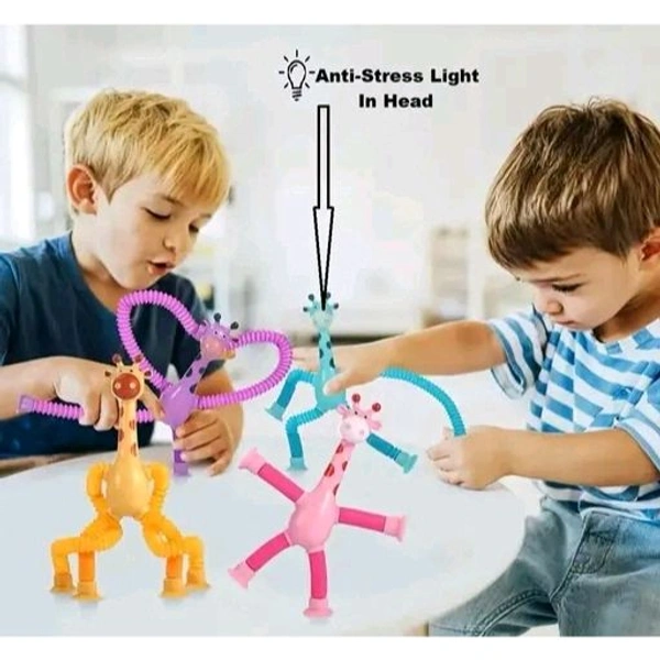 Ankirant (Pack of 2) 2 Pics any Telescopic Suction Cup Kids Travel Toys for Flight Pull String Toys for Babies for Boy Girls Robot Light Tube Toddlers Gift Unique Toys for Kids Pop Tube Kids (Giraffe)