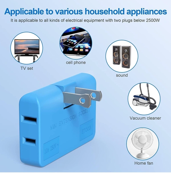 SAMEH 3 PCENF5284 Way Flat Wall Outlet Extender,2 Prong 180 Degree Swivel Wall Tap Plug,Quick & Space Saving Portable Charging Sockets for Home, School, Office, Travel