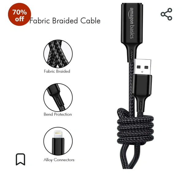amazon basics 3-In-1 Charging Cable| Micro Usb, Type-C And Lightning, 15W Fast-Charging Cable | 1M, Wide Compatibility