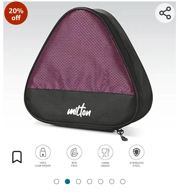 MILTON Trident Stainless Steel Lunch Box (3 Leak Proof Round Containers, 320 ml Each, 1 Spoon) with …See more