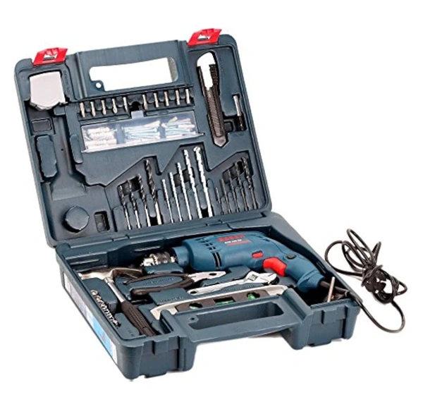 Bosch Professional GSB 500 RE Corded-Electric Drill Tool Set, 10 mm (Blue), 500 Watt, (100 Pc Accessory Set)