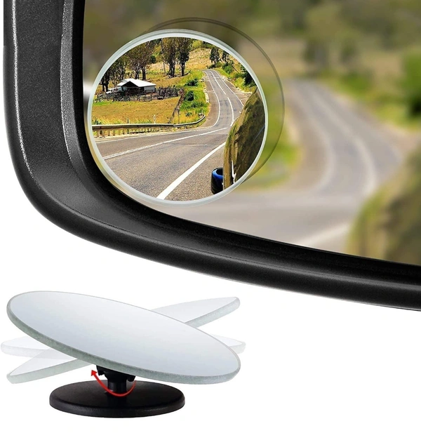 SARTE 3R Original Plastic Rear Blind Spot Round Convex Mirror with Adjustable Wide Angle for Cars (2 Pieces)