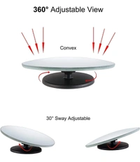SARTE 3R Original Plastic Rear Blind Spot Round Convex Mirror with Adjustable Wide Angle for Cars (2 Pieces)