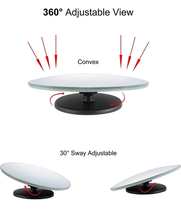 SARTE 3R Original Plastic Rear Blind Spot Round Convex Mirror with Adjustable Wide Angle for Cars (2 Pieces)