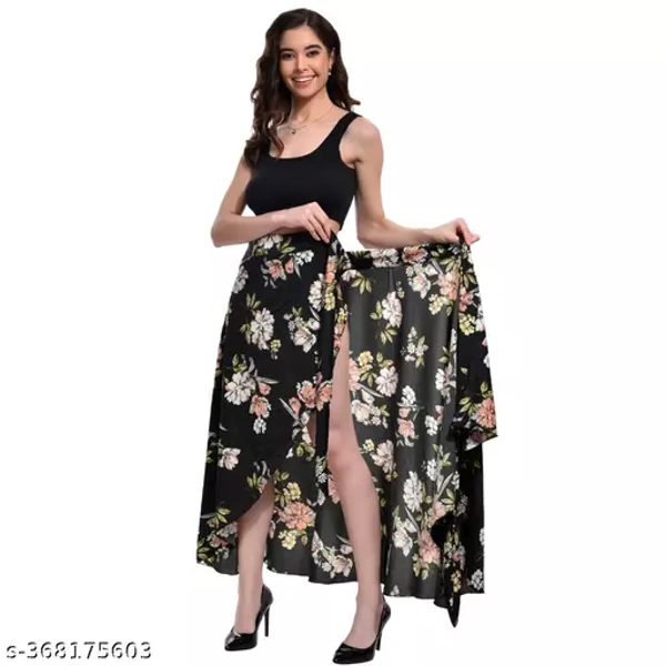 Floral Skirt - Black