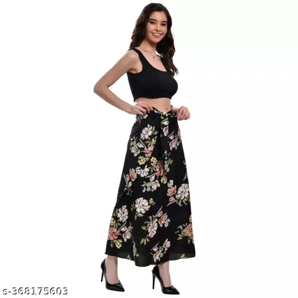 Floral Skirt - Black
