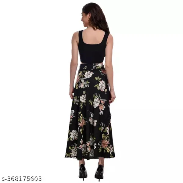 Floral Skirt - Black