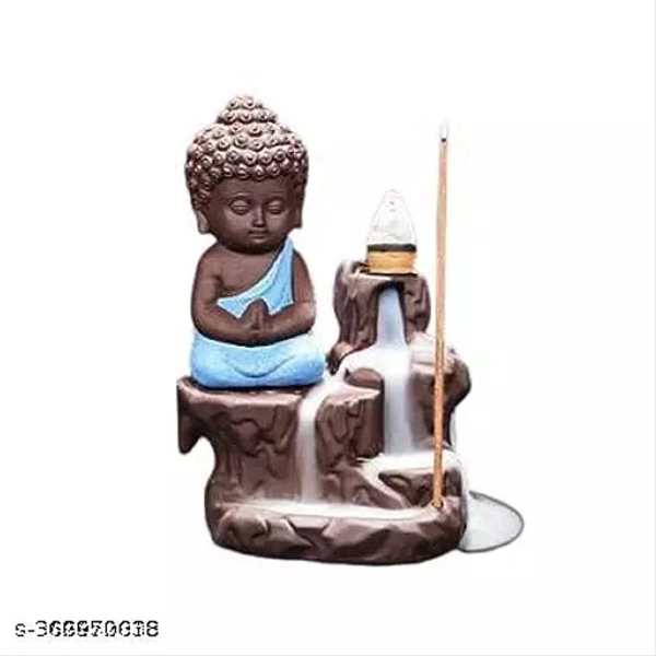 HK-Resin Buddha Backflow Smoke Fountain With 10 Pcs Cone Incense, Standard