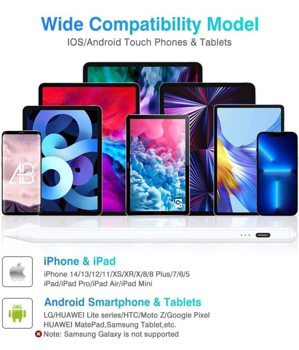 AJUK Magnetic Active Stylus Pen Compatible with iPad, Tablets,iOS & Android Smart Phone with Fast Charging Touch Pencil - White