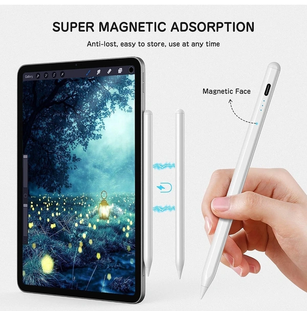 AJUK Magnetic Active Stylus Pen Compatible with iPad, Tablets,iOS & Android Smart Phone with Fast Charging Touch Pencil - White