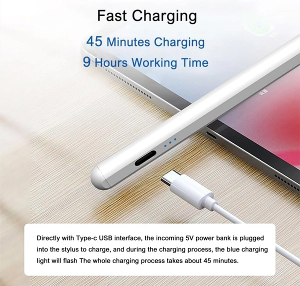 AJUK Magnetic Active Stylus Pen Compatible with iPad, Tablets,iOS & Android Smart Phone with Fast Charging Touch Pencil - White
