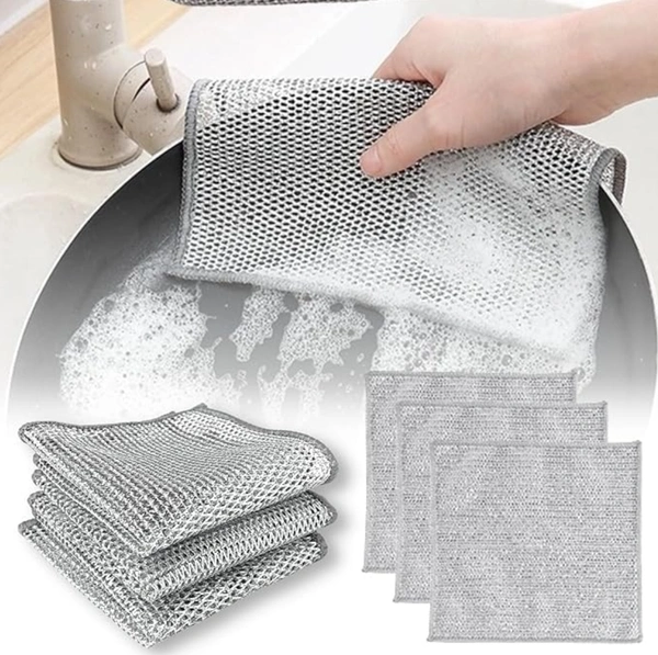 Shop Home Essentials Double-Sided Multipurpose Microfiber Cloths, Stainless Steel Scrubber, Non-Scratch Wire Dishcloth, PCENF5297 Durable Kitchen Scrub Cloth (Pack of 5)
