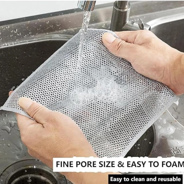 Shop Home Essentials Double-Sided Multipurpose Microfiber Cloths, Stainless Steel Scrubber, Non-Scratch Wire Dishcloth, PCENF5297 Durable Kitchen Scrub Cloth (Pack of 5)