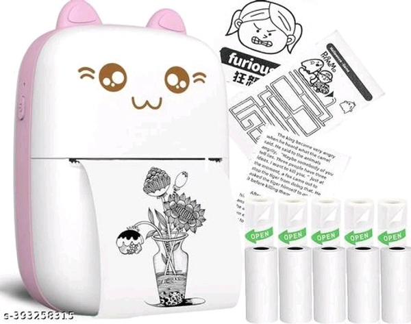 Mini Bluetooth Thermal Printer, Portable Label Printer Inkfree Printer for Android & iOS System, Black on White Thermal Printer with 10 Roll of Print Paper, Stickers, PinkName: Mini Bluetooth Thermal Printer, Portable Label Printer Inkfree Printer for Android & iOS System, Black on White Thermal Printer with 10 Roll of Print Paper, Stickers, PinkNet Quantity (N): PCENF5380