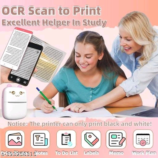 Mini Bluetooth Thermal Printer, Portable Label Printer Inkfree Printer for Android & iOS System, Black on White Thermal Printer with 10 Roll of Print Paper, Stickers, PinkName: Mini Bluetooth Thermal Printer, Portable Label Printer Inkfree Printer for Android & iOS System, Black on White Thermal Printer with 10 Roll of Print Paper, Stickers, PinkNet Quantity (N): PCENF5380