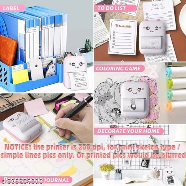 Mini Bluetooth Thermal Printer, Portable Label Printer Inkfree Printer for Android & iOS System, Black on White Thermal Printer with 10 Roll of Print Paper, Stickers, PinkName: Mini Bluetooth Thermal Printer, Portable Label Printer Inkfree Printer for Android & iOS System, Black on White Thermal Printer with 10 Roll of Print Paper, Stickers, PinkNet Quantity (N): PCENF5380