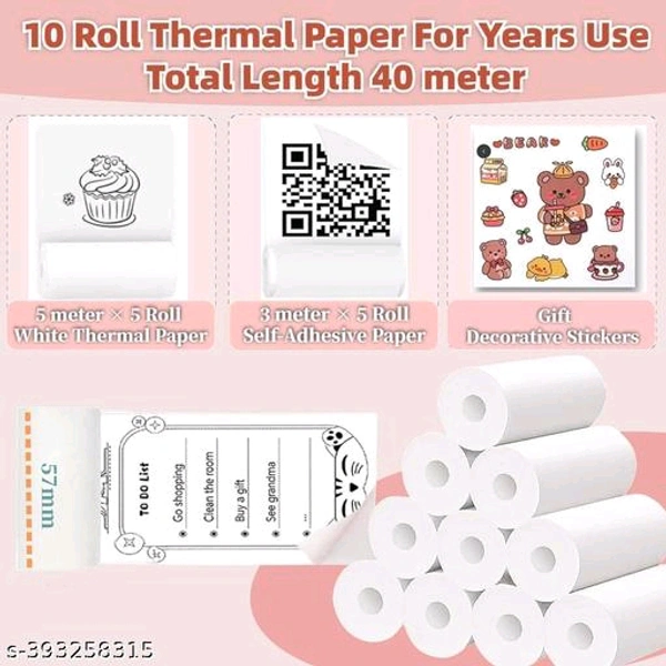 Mini Bluetooth Thermal Printer, Portable Label Printer Inkfree Printer for Android & iOS System, Black on White Thermal Printer with 10 Roll of Print Paper, Stickers, PinkName: Mini Bluetooth Thermal Printer, Portable Label Printer Inkfree Printer for Android & iOS System, Black on White Thermal Printer with 10 Roll of Print Paper, Stickers, PinkNet Quantity (N): PCENF5380