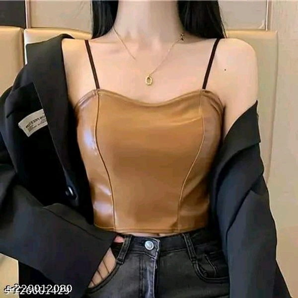 PCENF5391 LEATHER PADEED TANK TOPName: LEATHER PADEED TANK TOPFabric: Cotton BlendSleeve Length: SleevelessPattern: SolidNet Quantity (N): 1Sizes:XXS (Bust Size: 28 in, Length Size: 15 in) XS (Bust Size: 30 in, Length Size: 15 in) S (Bust Size: 32 in, Length Size: 15 in)