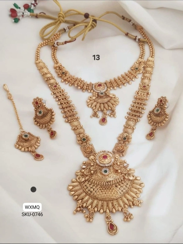 Kanaf 👑 KANAF High Gold Antique Rajwadi Jewellery Set | Premium Bridal Necklace, Long Haram, Earrings & Maang Tikka 