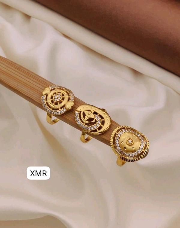 Kanaf π KANAF CZ AD Fancy Ring Combo (Set of 3) | 1 Gram Gold Forming Adjustable Rings for Women & Girls | Elegant Daily & Party Wear Collection