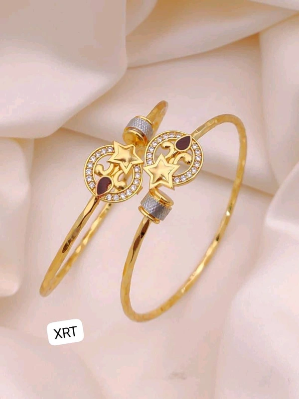 Kanaf ๐ KANAF Folding Gold Kadli | Star & Drop Stone Designer Kada for Women & Girls | 1 Gram Forming Gold Finish | Festive & Daily Wear