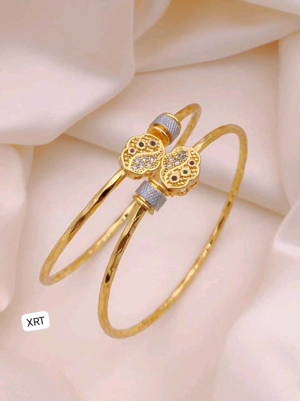 Kanaf ๐ KANAF Folding Gold Kadli | Traditional Multi-Stone Design Kada for Women & Girls | Premium 1 Gram Forming Jewellery | Daily & Festive Wear