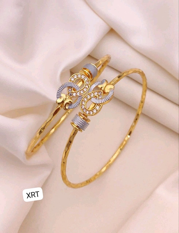 Kanaf π KANAF Folding Gold Kadli | Dual-Tone CZ Infinity Kada for Women & Girls | Premium 1 Gram Forming Jewellery | Daily & Festive Wear