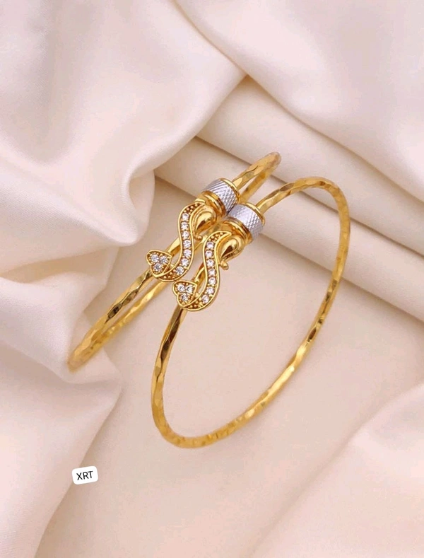 Kanaf π KANAF Folding Gold Kadli | Elegant CZ Stone Kada for Women & Girls | Premium 1 Gram Forming Jewellery | Daily & Party WearSKU-0467  Product Description