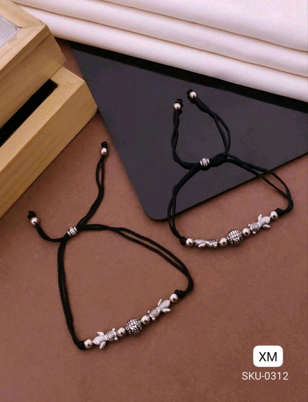 Kanaf 🐟 KANAF Fancy Fish Bead Anklet for Women & Girls | Adjustable Black Thread | Stainless Steel Daily Wear Pair