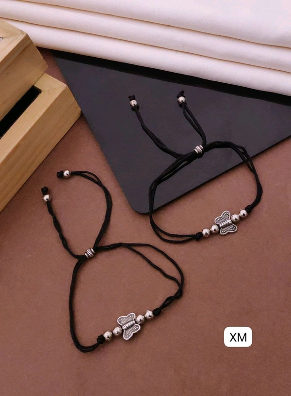 Kanaf 🦋 KANAF Fancy Stainless Steel Butterfly Anklet for Women & Girls | Adjustable Black Thread | Daily Wear Minimal Design Pair