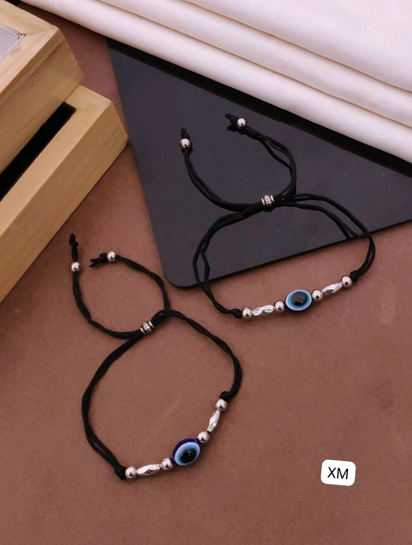 Kanaf 🧿 KANAF Fancy Stainless Steel Evil Eye Anklet for Women & Girls | Adjustable Black Thread | Daily Wear Protective Charm Pair