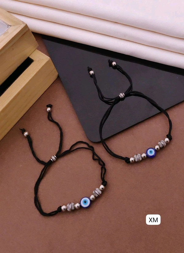 Kanaf 🧿 KANAF Fancy Stainless Steel Evil Eye Anklet for Women & Girls | Adjustable Black Thread | Daily Wear Protective Charm Pair