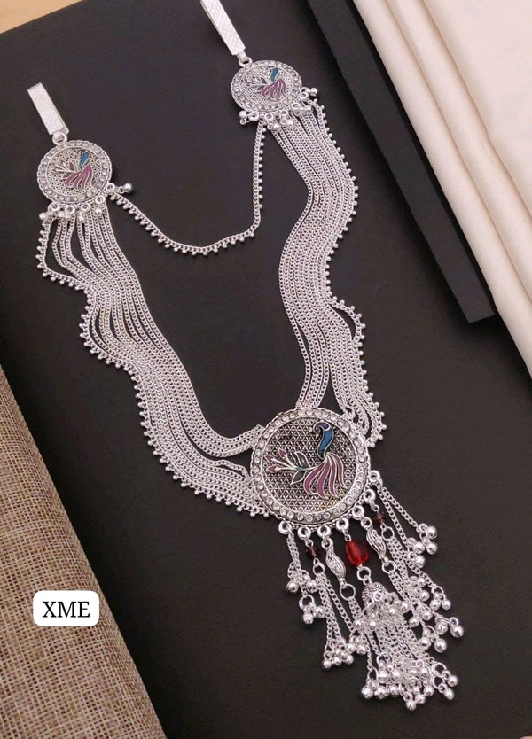 Kanaf 💠 KANAF Fancy Silver Diamond Oxidised Kandora | Designer Oxidised Silver Waist Belt Necklace | Traditional Bridal & Festive Jewellery