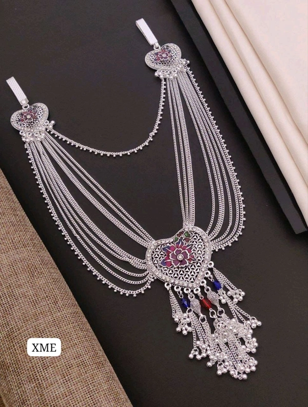 Kanaf 💠 KANAF Fancy Silver Diamond Oxidised Kandora | Designer Oxidised Silver Waist Belt Necklace | Traditional Bridal & Festive Jewellery