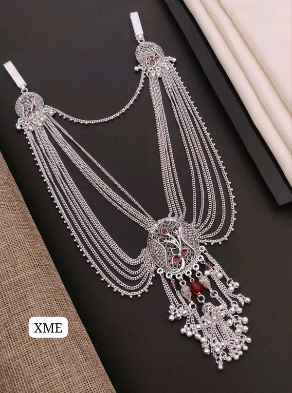 Kanaf 💠 KANAF Fancy Silver Diamond Oxidised Kandora | Designer Oxidised Silver Waist Belt Necklace | Traditional Bridal & Festive Jewellery