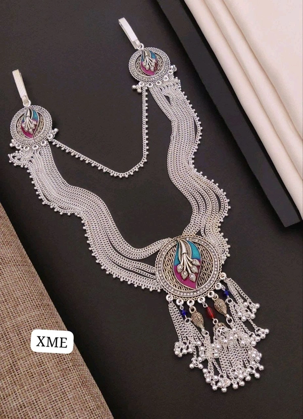 Kanaf ๐  KANAF Fancy Silver Diamond Oxidised Kandora | Antique Long Waist Belt Necklace | Premium Brass Oxidised Finish for Women & Girls